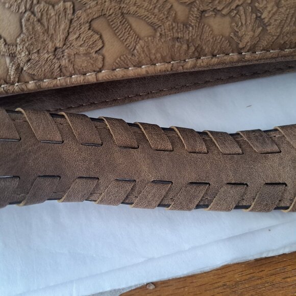 Darcy Marks London Tooled Floral Light Brown Large Leather Handbag Tote Bag - Picture 15 of 15